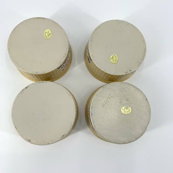 Vintage 80s Set of Four Ramekins Souffle Casserole Bowls Tan Country Village - Picture 7 of 11